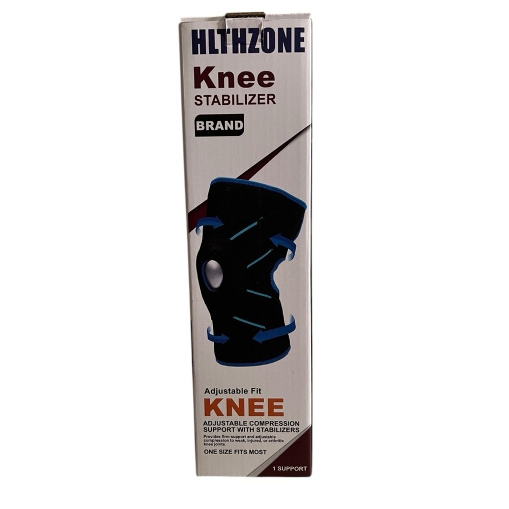 Hlthzone Adjustable Knee Brace w/ Side Stabilizers Black One Size
